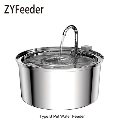Fonte de Água Automática e Recarregável p/ Pets (Cães e Gatos) // Aço Inoxidável, 3,2 L (108 oz), Sem Fio, 5V, c/ Sensor de Movimento