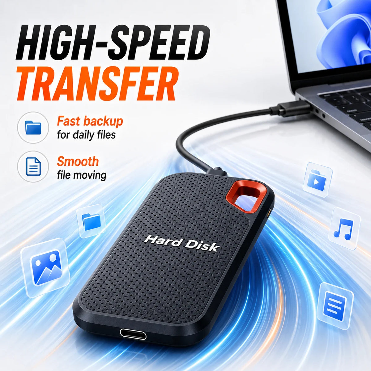 SSD Portátil de Alta Capacidade (4 TB) // Unidade de Armazenamento Externa de Alta Velocidade // Compatível c/ USB 3.1 // Para Notebook, PC, Smartphone e Mac