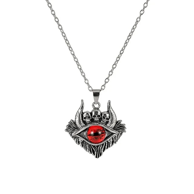 Colar c/ Pingente // Força e Proteção // Unissex // Estilo Punk Retrô // Forma de Pentagrama Devil's Eye  // Colar de Metal não Ajustável // Joia da Moda p/ Presente.