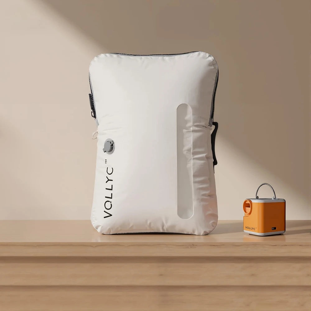 Saco de armazenamento a vácuo de 25L FLEXTAIL X VOLLYC EZYPACK // Saco Reutilizável p/ Guardar Roupas // Mochila de Viagem // Compressão de 85%.
