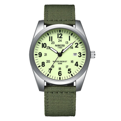 Relógios NIBOSI da Moda p/ Homens // Pulseira de Aço Inoxidável // Relógio Esportivo de Quartzo // Data Ultra Automática // Relógio Casual à Prova d'Água // Relógio Masculino