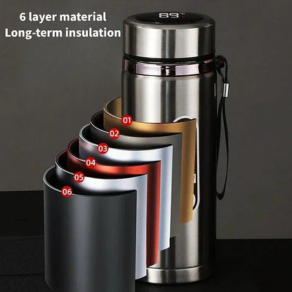 Garrafa Térmica de Aço Inoxidável (SUS304) p/ Chá e Agua// Com Capacidade de 500 ml  // Isolamento a Vácuo e Visor de Temperatura em LED.