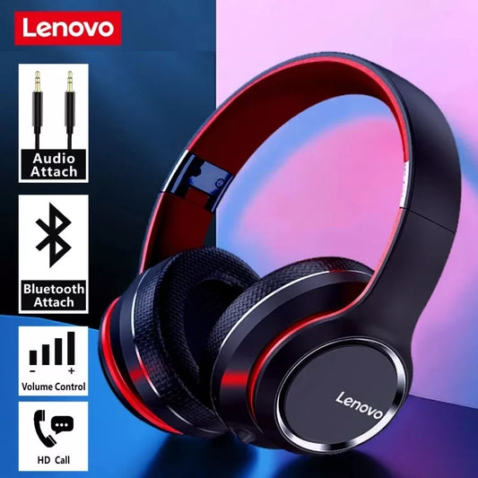 Fones de Ouvido Lenovo HD 200 Bluetooth Over-Ear dobrável // Computador Sem Fio // Fones c/ Cancelamento de Ruído // Alta Fidelidade // Estéreo / Gaming / Headset