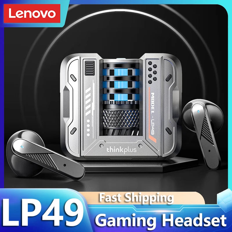 Fones de Ouvido p/Tradução 135 Idiomas em Tempo Real // Lenovo LP49 AI p/ Tradução s/ Fio Bluetooth 5.4 // Com Redução de Ruído HD p/ Chamadas // Escritório, Viagens //