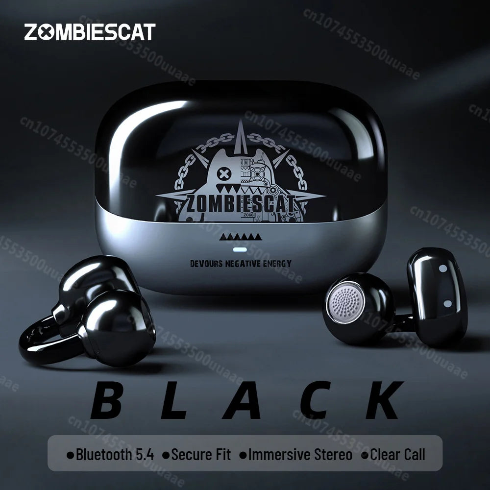 Fones de Ouvido Zombiescat B15 OWS c/ Clipe de Orelha // Som Estéreo Imersivo de 360° // Bluetooth 5.4, à Prova d'Água IPX4 // Para Esportes // TWS, s/ Fio.