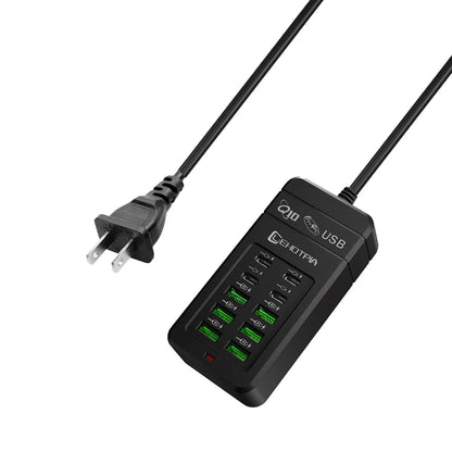 Carregador USB Rápido c/ Múltiplas Tomadas (UE) // Cabo de Extensão de 1,2 m c/ 6 Portas USB-A e 4 USB-C // Portátil p/ Celulares e Tomadas USB.