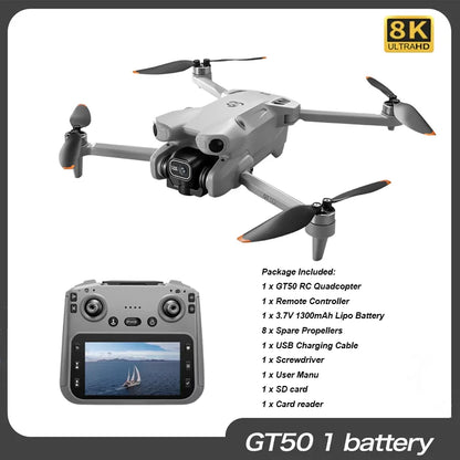Drone RC GT50 PRO Original 2026 NOVO // Com Câmeras Duplas 8K HD, Wi-Fi, GPS // 20 minutos de Voo, Fotografia Aérea, Quadricóptero // Brinquedo de Controle Remoto
