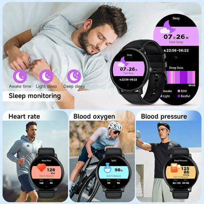 Relógio Inteligente LIGE com tela HD de 1,39" Unissex // Bluetooth, Chamada, Sono // Monitoramento de Oxigênio no Sangue