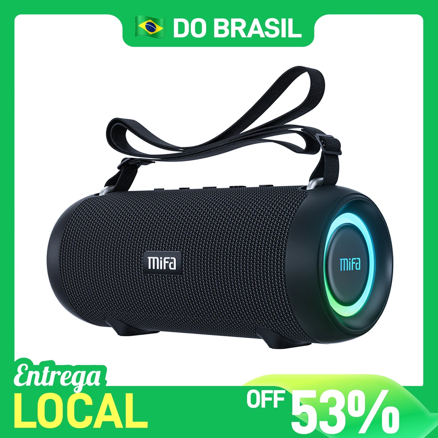 Caixa de Som Bluetooth Mifa A90 com Potência de Saída de 60W // Amplificador Classe D c/ Excelente Desempenho de Graves // Ideal p/ Camping.