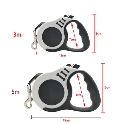 Coleira Retrátil Automática  e Durável de Nylon Forte p/ Cães // De 3m e 5m // Para Cães Pequenos, Médios e Grandes // Suprimentos p/ Animais de Estimação