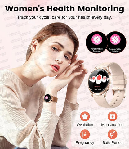 Novo Smartwatch Feminino 2026 // Presente com Tela Touch Completa de 1,32 Polegadas // Funções de Esporte e Fitness // Chamadas Bluetooth e Design Elegante