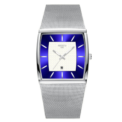 Relógios NIBOSI da Moda p/ Homens // Pulseira de Aço Inoxidável // Relógio Esportivo de Quartzo // Data Ultra Automática // Relógio Casual à Prova d'Água // Relógio Masculino