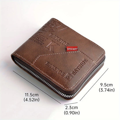 Carteira Masculina de Couro Sintético c/ Cera de Poliuretano // Porta-Moedas // Porta-Cartões // Carteira c/ Zíper