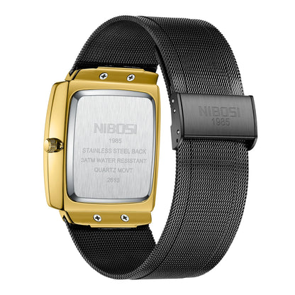 Relógios NIBOSI da Moda p/ Homens // Pulseira de Aço Inoxidável // Relógio Esportivo de Quartzo // Data Ultra Automática // Relógio Casual à Prova d'Água // Relógio Masculino