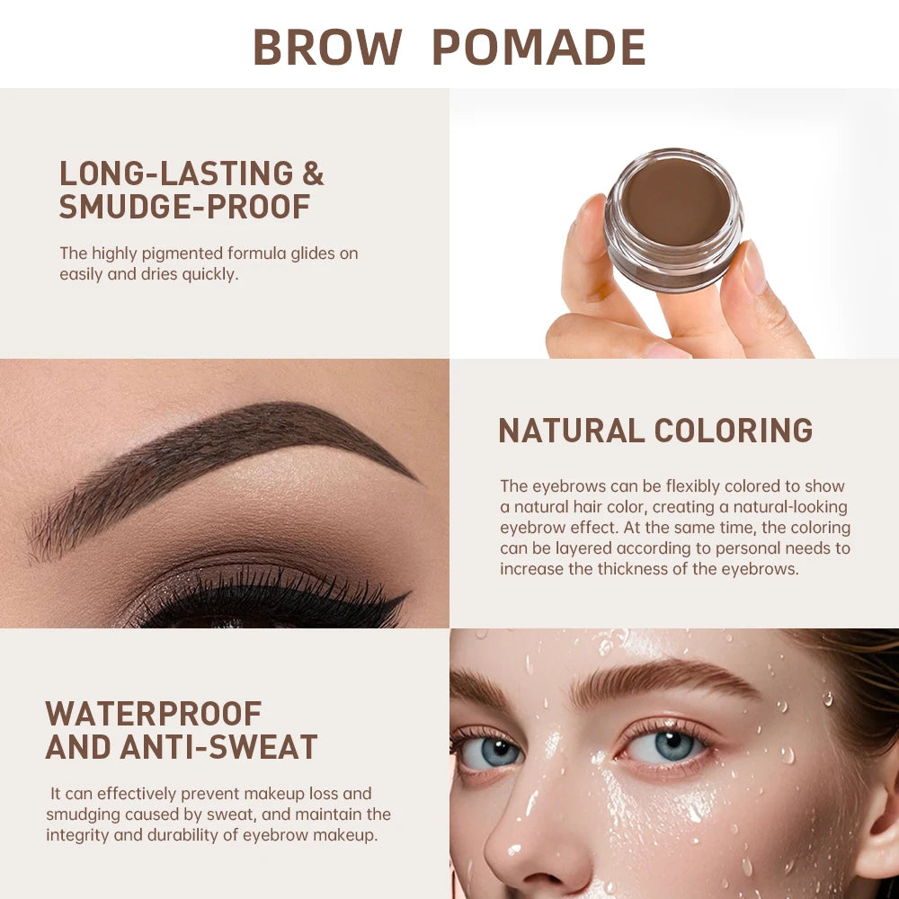 6 Cores de Maquiagem para Sobrancelhas de Longa Duração // À Prova D'Água // Pomada para Sobrancelhas 3D Natural // Gel p/ Sobrancelhas c/ Pincel // Maquiagem Profissional