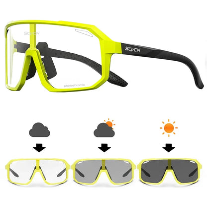 Óculos de Sol p/ Ciclismo Unissex p/ Caminhadas // Fotocromáticos SCVCN // Novos p/ Motociclismo, Bicicleta, Esportes ao Ar Livre // Proteção UV400