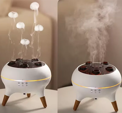 Umidificador de Ar Dinâmico Efeito Água-viva 250ml com Difusor de Óleos Essenciais // Controle Remoto e 7 Luzes Noturnas Coloridas // Ideal para Quartos