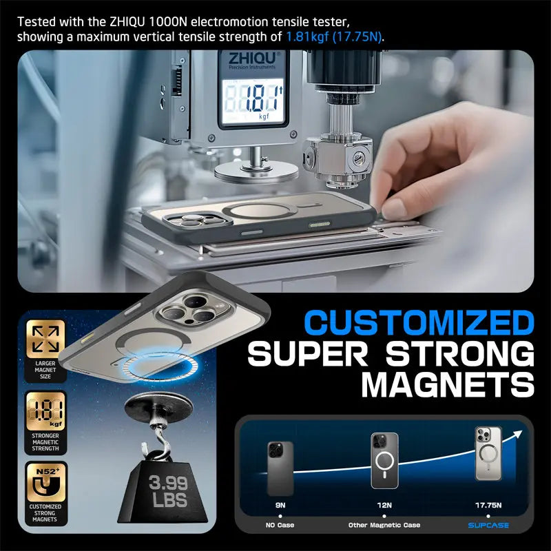 Capa SUPCASE para iPhone 16 Pro Max com botão de controle da câmera, design fino e resistente a impactos, com ímãs.