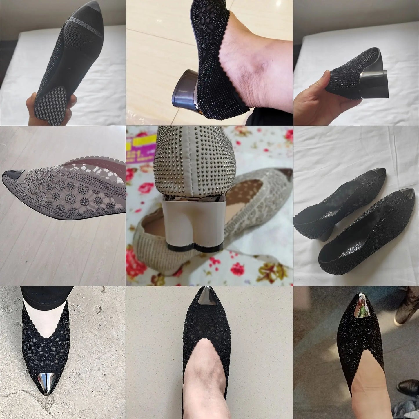 Sapatos Femininos Plus Size 41-43 // Botas Curtas Confortáveis c/ Salto em Formato de Coração // Sandálias de Verão c/ Recortes, Strass e Bico Fino.