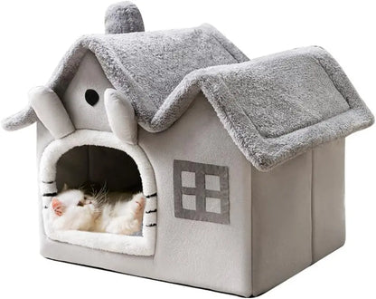 Casinha Dupla p/ Cães e Gatos // Dobrável, Macia e Aconchegante // Com Espuma Viscoelástica 30D de Alta Elasticidade // Almofada Removível e Base Antiderrapante.