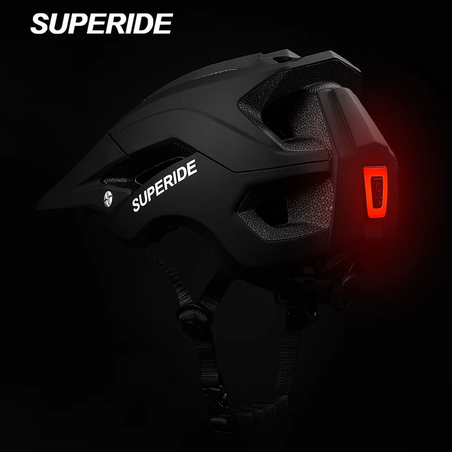 Capacete de Ciclismo SUPERIDE Unissex MTB // Com Luz Traseira Recarregável Integrada // Ultraleve // Para Ciclismo de Estrada e Montanha.