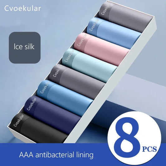 Cvoekular4/8pcs Homem // Boxer Underwaer Gelo // Seda Sous Vetement Homme