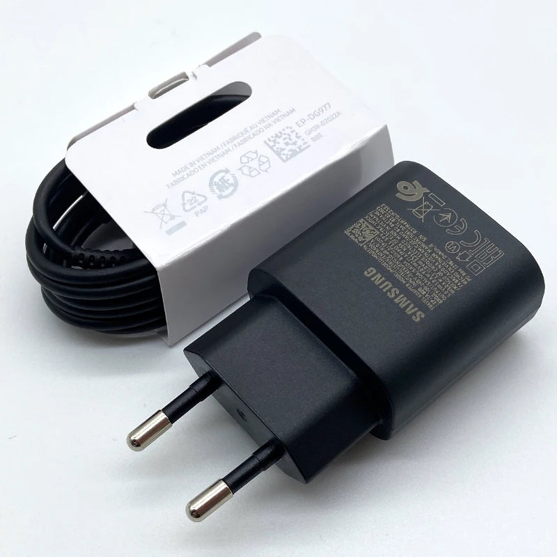 Carregador Samsung Original Super Rápido de 25W com USB Tipo C // Para Galaxy S24 S23 S20 S21 S22 Plus A54 A34, Flip e Fold 5 6 4