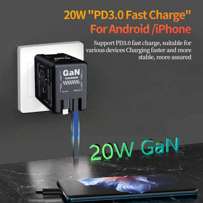 Carregador Ultrarrápido Xiaomi GaN120W c/ Cabo Lightning Tipo C Retrátil // Com Adaptador de Carregamento Rápido p/ IPhone 16,/ iPad / Samsung e Huawei