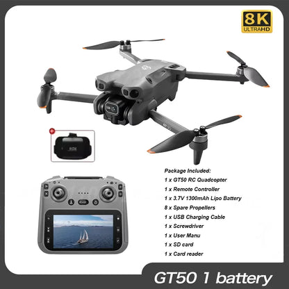 Drone RC GT50 PRO Original 2026 NOVO // Com Câmeras Duplas 8K HD, Wi-Fi, GPS // 20 minutos de Voo, Fotografia Aérea, Quadricóptero // Brinquedo de Controle Remoto