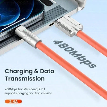 Cabo USB Tipo-C de Silicone Líquido p Carregamento Super Rápido (120W/6A) // Com Suporte a PD 60W