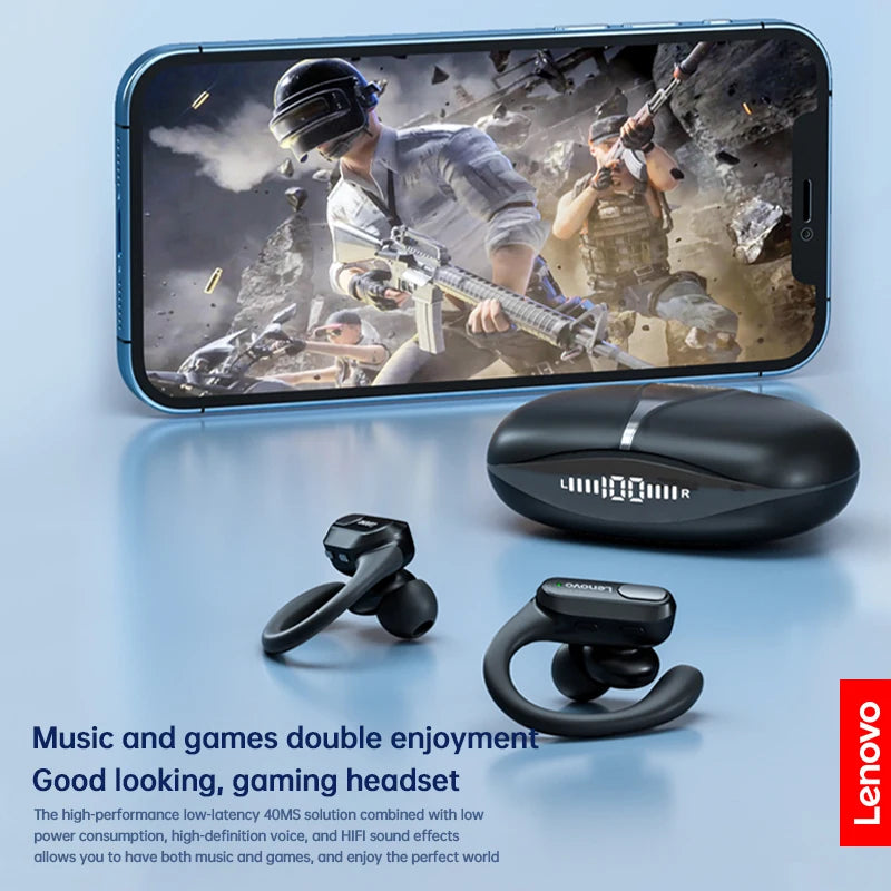 Fones de Ouvido Esportivos s/ Fio Lenovo XT80 Originais // Com Microfone // Display LED de Energia // Som Estéreo de Alta Fidelidade // Bluetooth 5.3 TWS