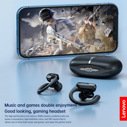 Fones de Ouvido Esportivos s/ Fio Lenovo XT80 Originais // Com Microfone // Display LED de Energia // Som Estéreo de Alta Fidelidade // Bluetooth 5.3 TWS