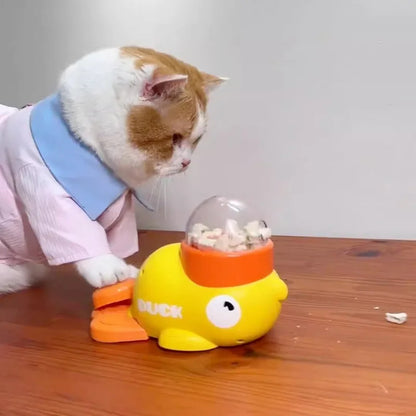 Lançador Patinho Amarelo // Brinquedos p/ Gatos // Auto-prazer e Alívio do Tédio // Palito para Gatos // Petiscos p/ Animais de estimação // Liofilizado // Brinquedo Anti-Vazamento de Comida p/ Gatinhos