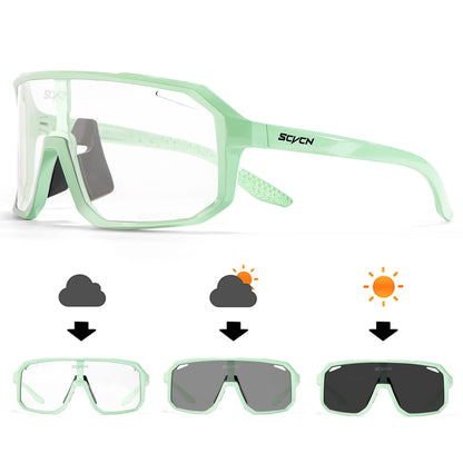 Óculos de Sol p/ Ciclismo Unissex p/ Caminhadas // Fotocromáticos SCVCN // Novos p/ Motociclismo, Bicicleta, Esportes ao Ar Livre // Proteção UV400