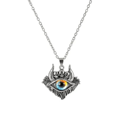 Colar c/ Pingente // Força e Proteção // Unissex // Estilo Punk Retrô // Forma de Pentagrama Devil's Eye  // Colar de Metal não Ajustável // Joia da Moda p/ Presente.