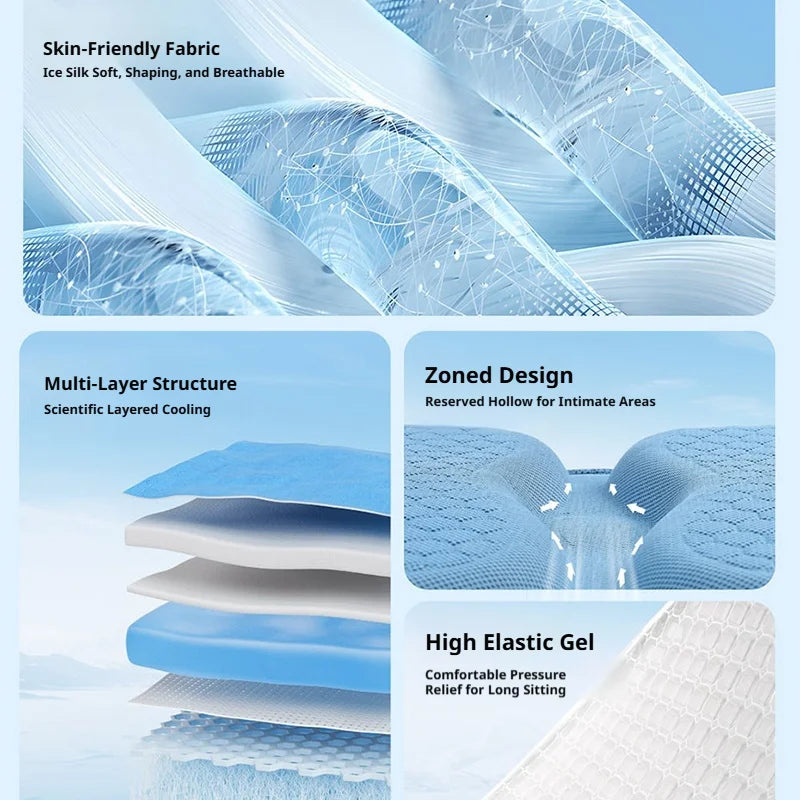 Almofada de Assento Respirável e Refrescante para o Verão // Design em Gel com Estrutura de Colmeia // Ergonômica e Confortável // Uso Universal (Carro/Escritório/Casa)