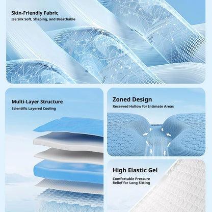 Almofada de Assento Respirável e Refrescante para o Verão // Design em Gel com Estrutura de Colmeia // Ergonômica e Confortável // Uso Universal (Carro/Escritório/Casa)
