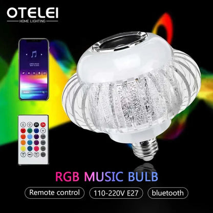 Lâmpada LED RGB c/ Controle Remoto p/ Iluminação Ambiente // Luz Branca e Alto-Falante Integrado // Bluetooth Inteligente e Soquete E27.