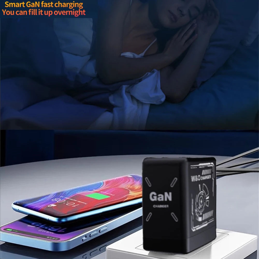 Carregador Rápido Portátil Multifuncional Dobrável GaN 20W PD3.0 // Com Proteção de Carga e Cabo Tipo-C Retrátil