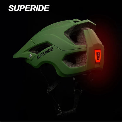 Capacete de Ciclismo SUPERIDE Unissex MTB // Com Luz Traseira Recarregável Integrada // Ultraleve // Para Ciclismo de Estrada e Montanha.