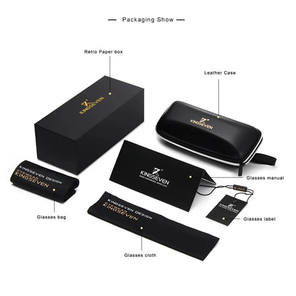 Óculos de Sol Originais da Marca KINGSEVEN // Polarizados, UV400, Luxo // Óculos Femininos // Armação Redonda // Estilo Casual e Moderno p/ Uso Externo.