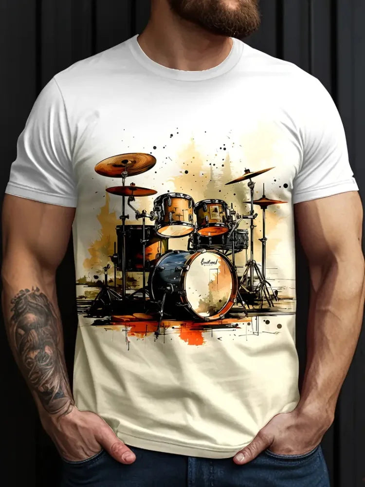Camiseta Masculina de Verão Criativa // Com Gola Redonda e Manga Curta // Estampa de Cubo Mágico Derretendo // Modelo Casual e Moderno // Ideal p/ Atividades ao Ar Livre.