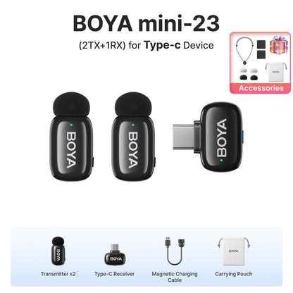 Microfone de Lapela s/ Fio BOYA Mini // Para iPhone 15/16 Android // Dispositivos USB-C p/ Transmissão ao Vivo // Gravação de Vídeo e Vlog