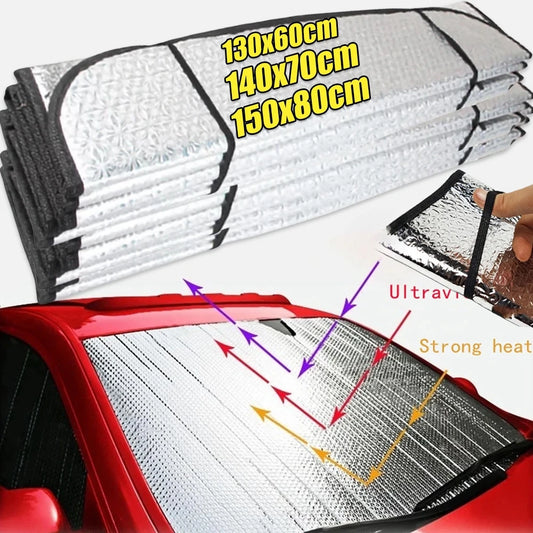 Protetor Solar Universal Dobrável p/ Para-Brisa de Carro // Proteção Solar UV // Protetor Solar Iluminável