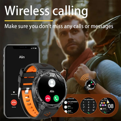 Novo Smartwatch Masculino AMOLED de 1100mAh (2026) // Com mais de 170 Recursos p/ Esportes e fitnessM // Lanterna LED // Classificação IP69 de Resistência à Água // Chamadas Bluetooth e GPS // Compatível com iOS.