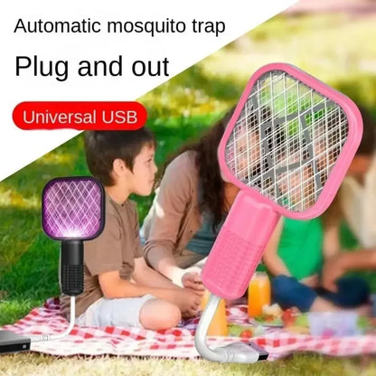 Mata-mosquitos elétrico recarregável, mata-insetos portátil para camping, áreas externas, casa, mata instantaneamente, carregamento USB, seguro para crianças