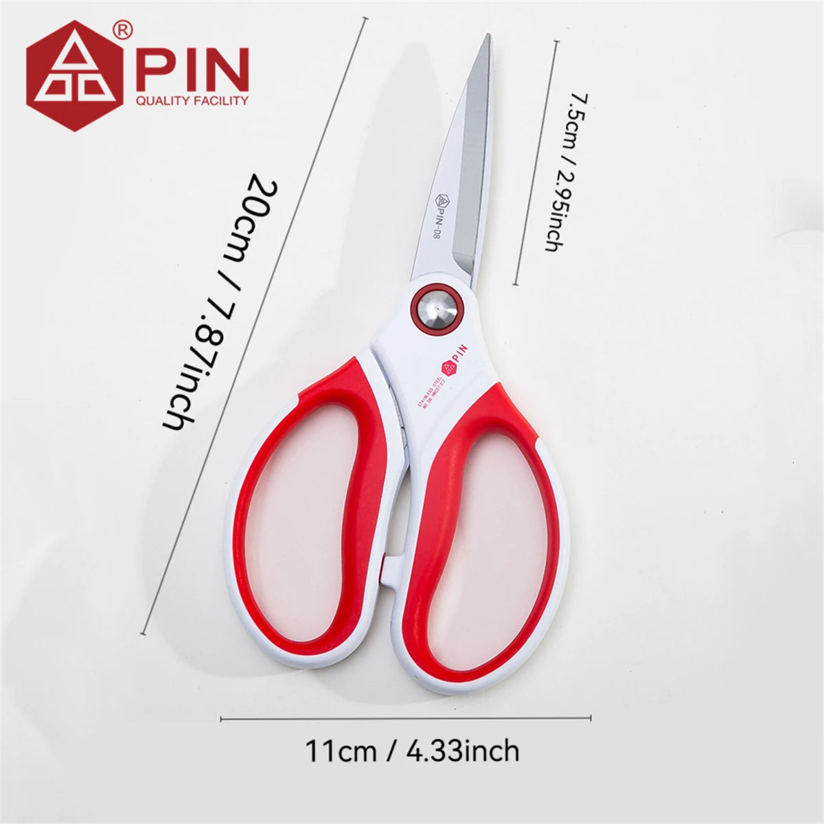 Tesoura Industrial Resistente PIN 20 cm – Tesoura Multiuso Afiada e Antiferrugem em Aço Inoxidável para Couro, Corda, Tecido e Plástico