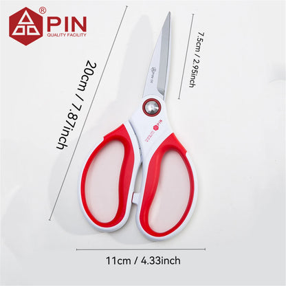 Tesoura Industrial Resistente PIN 20 cm – Tesoura Multiuso Afiada e Antiferrugem em Aço Inoxidável para Couro, Corda, Tecido e Plástico