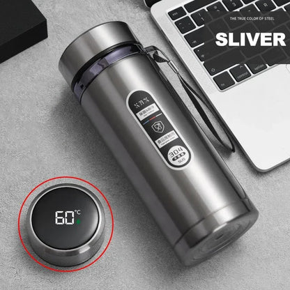 Garrafa Térmica de Aço Inoxidável (SUS304) p/ Chá e Agua// Com Capacidade de 500 ml  // Isolamento a Vácuo e Visor de Temperatura em LED.