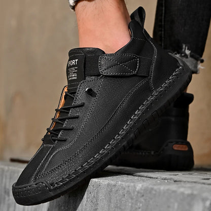 Sapato Masculino Casual de Couro Feito à Mão // Estilo Slip-On/Mocassim // Respirável, Confortável e Estiloso // Tamanhos Grandes